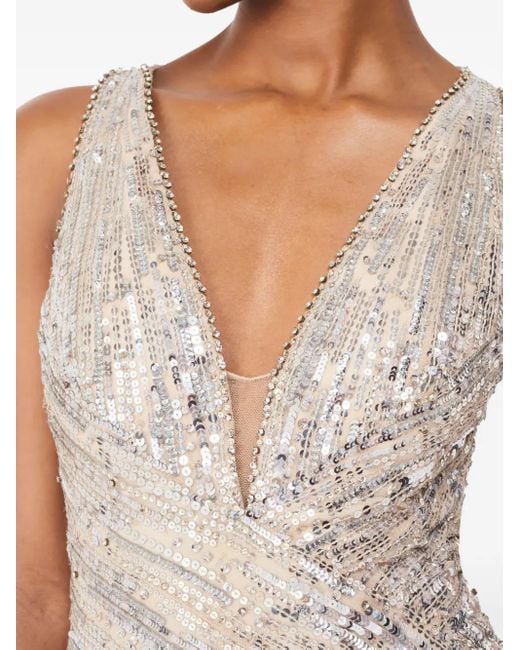 Jenny Packham Natural Raquel Sequin-Embellished Gown