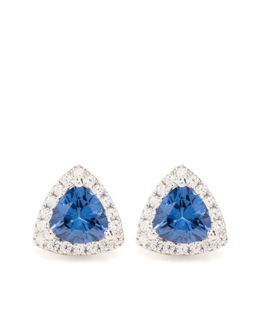 Apm Monaco Blue Triangle Pavé Stud Earrings