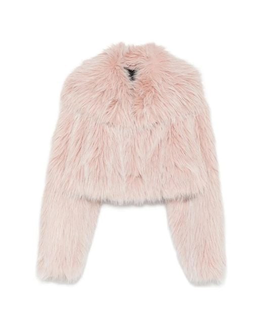 Patrizia Pepe Pink Cropped Fluffy Jacket