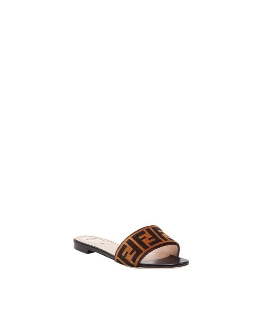 Fendi Brown Open Toe Flat Sandals
