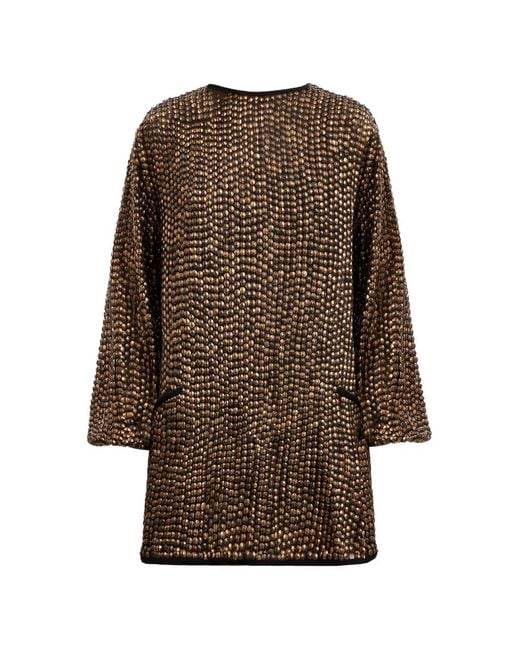 Gemy Maalouf Brown Beaded Blouse