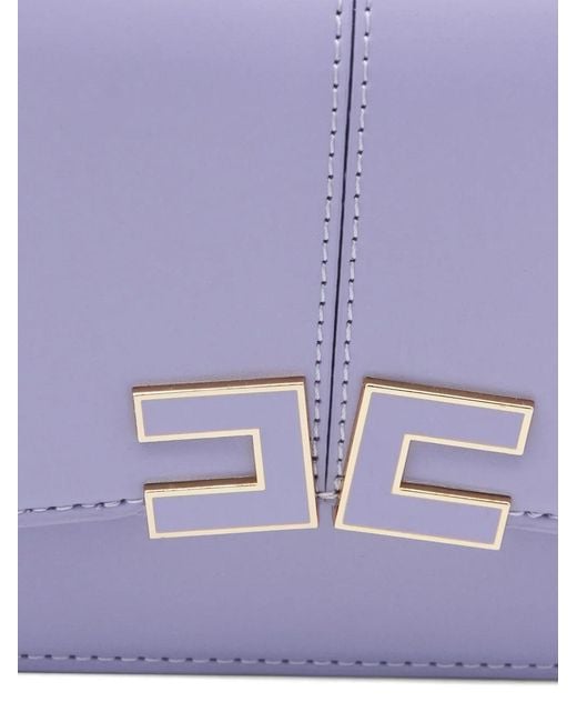 Elisabetta Franchi Purple Logo Detail Shoulder Bag