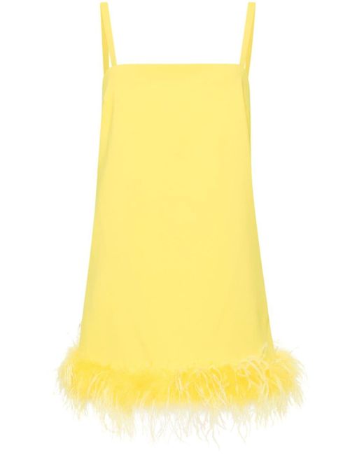 Pinko Mini-jurk Met Veren Afwerking in het Yellow