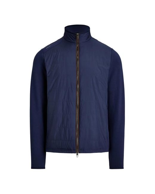 Ralph Lauren Blue Woven-Panel Zip-Up Jacket for men