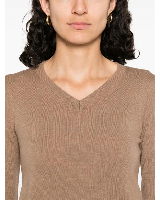 Max Mara Brown V-Neck Sweater