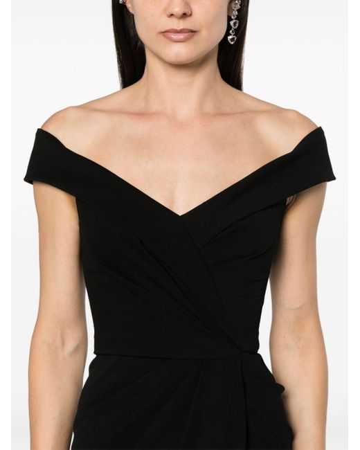 Gemy Maalouf Black Off-shoulder Draped Gown