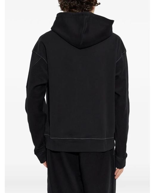 Moschino Black Logo-Print Contrast-Stitch Hoodie for men