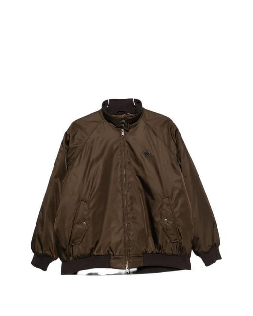 Prada Brown Logo-Plaque Bomber Jacket