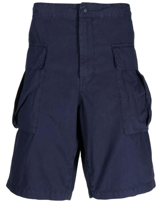 Aspesi Blue Cotton Cargo Shorts for men
