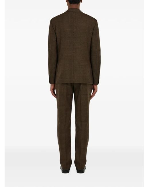 Ferragamo Brown Wool Pinstripe Suit for men
