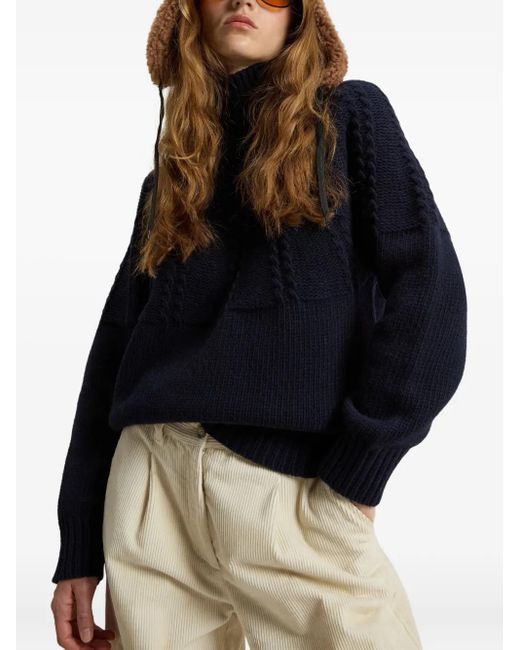 Woolrich Blue Cable-Knit Turtleneck Jumper