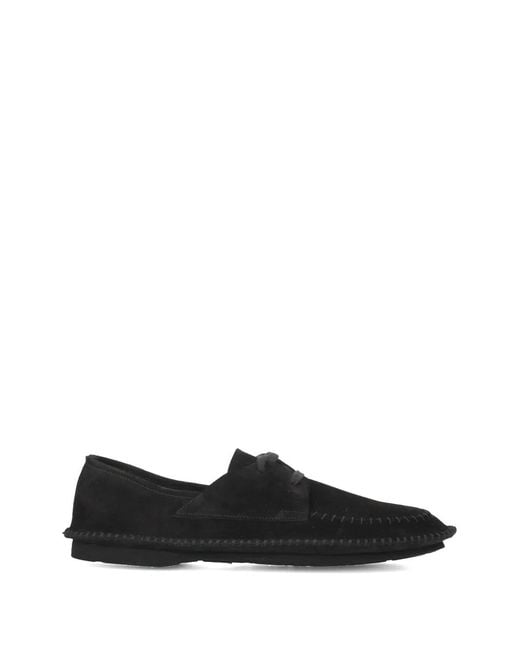 Premiata Black Lace-Up Topstitch Loafers for men