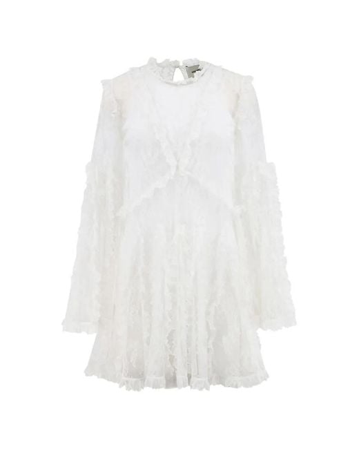 AKNVAS White Flower-Lace Mini Dress