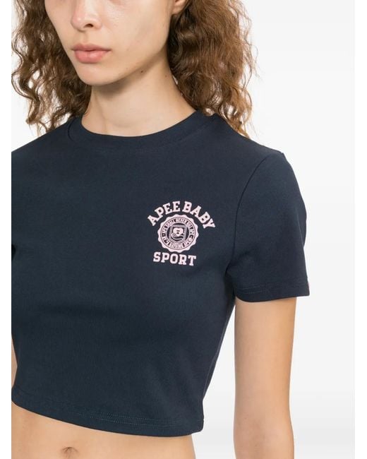 AAPE BY A BATHING AP Blue Logo-Print T-Shirt