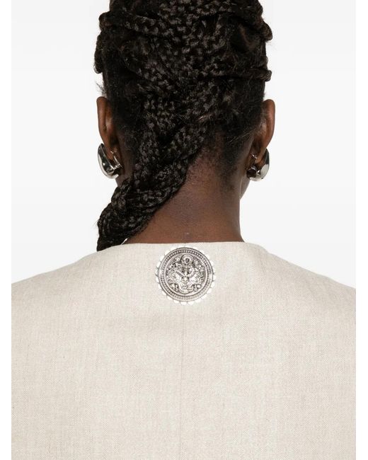 Hui Milano White Patterned Buttoned Waistcoat