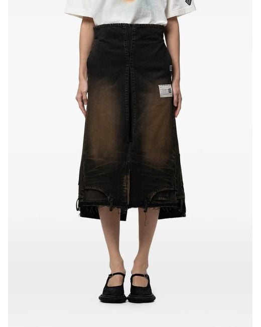 Maison Mihara Yasuhiro Black Minijupe En Jean Réversible