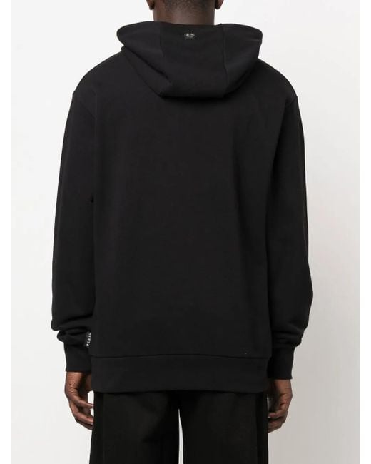 Philipp Plein Black Skull Logo-Print Hoodie for men