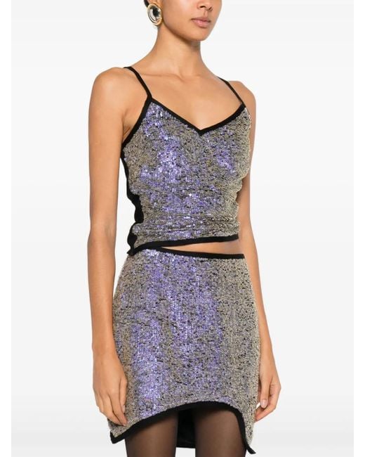 MITILIANE COUTURE Blue Sequined Top