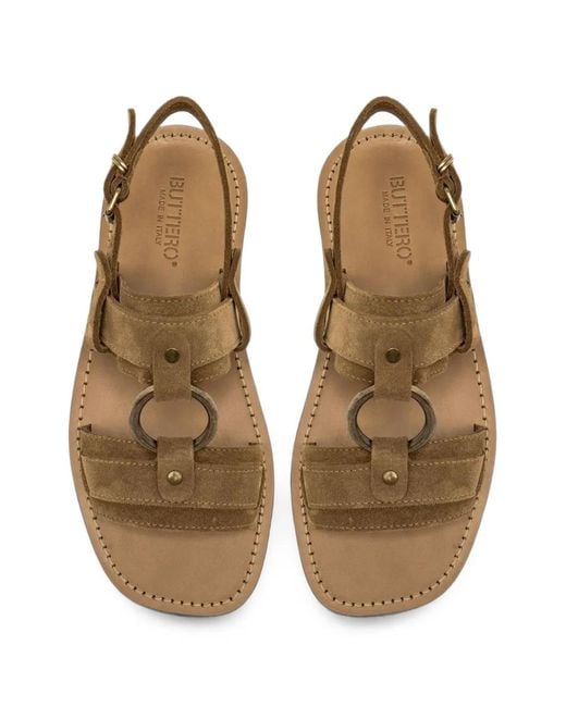 Buttero Metallic Sella Ring-Detail Sandals