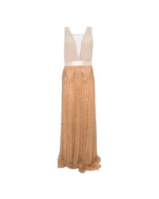 Elisabetta Franchi White Sequin-Embellished Maxi Dress