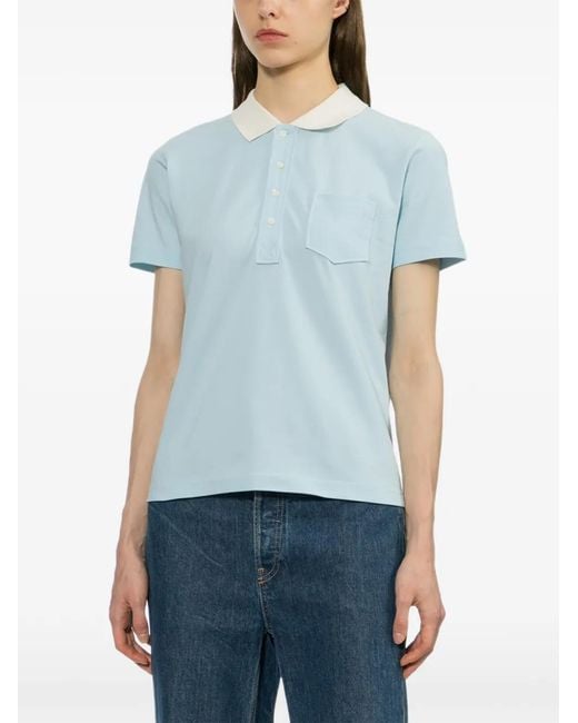 A.P.C. Blue Half-Button Polo