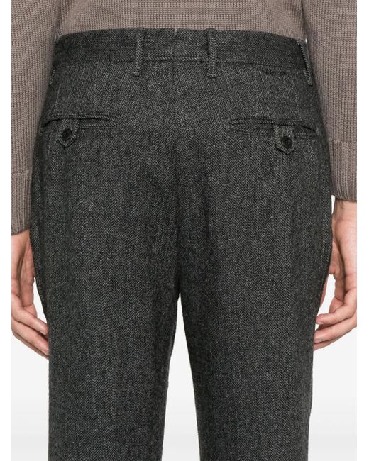 Incotex Gray Herringbone Trousers for men