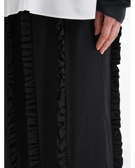 Enfold White Ruffle-Trimmed Trousers