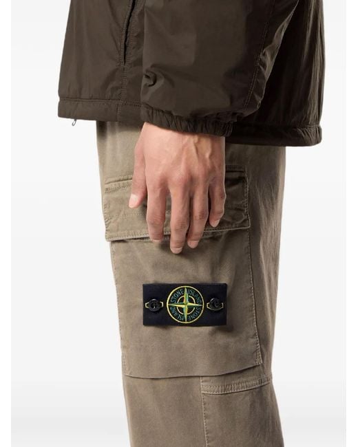 Stone Island Gray Logo-Patch Cargo Pants for men