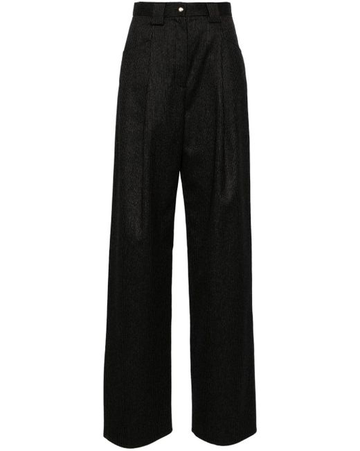 MANURI Black Nuri Pinstriped Straight-leg Trousers