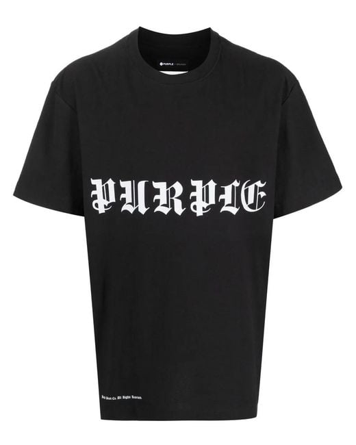 Purple Brand Black Logo Print T-Shirt for men