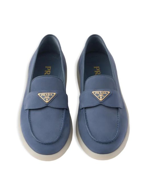 Prada Blue Nubuck Loafers