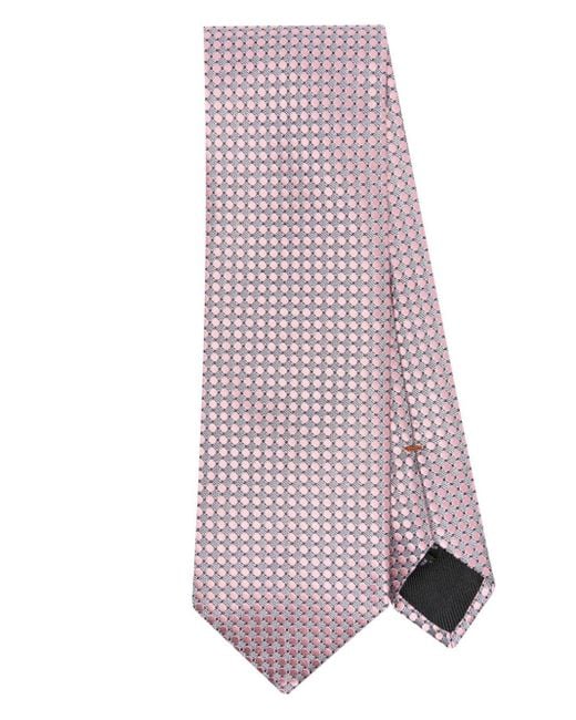 Zegna Jacquard-Krawatte mit Polka Dots in Pink für Herren