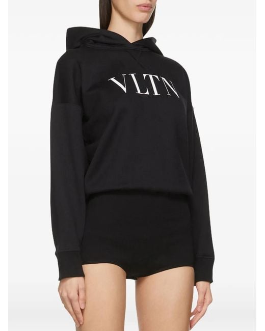 Valentino Garavani Black Long -Leeve Hooded Bodysuit