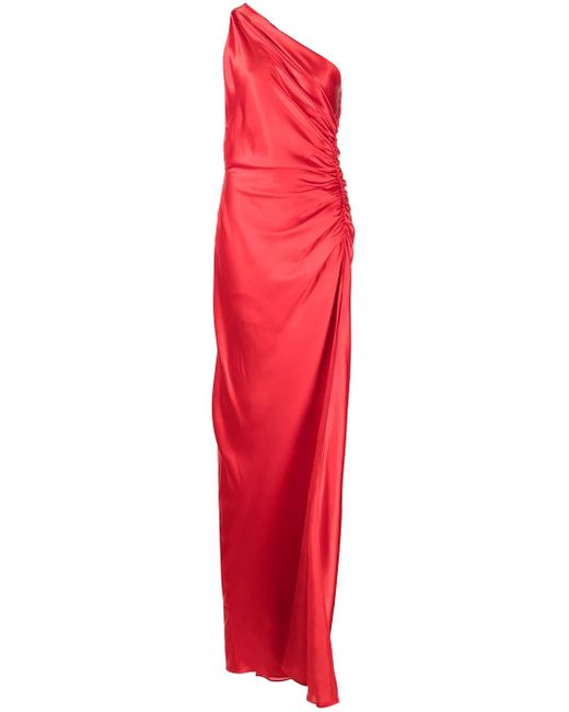 Michelle Mason Red Asym Silk Gown