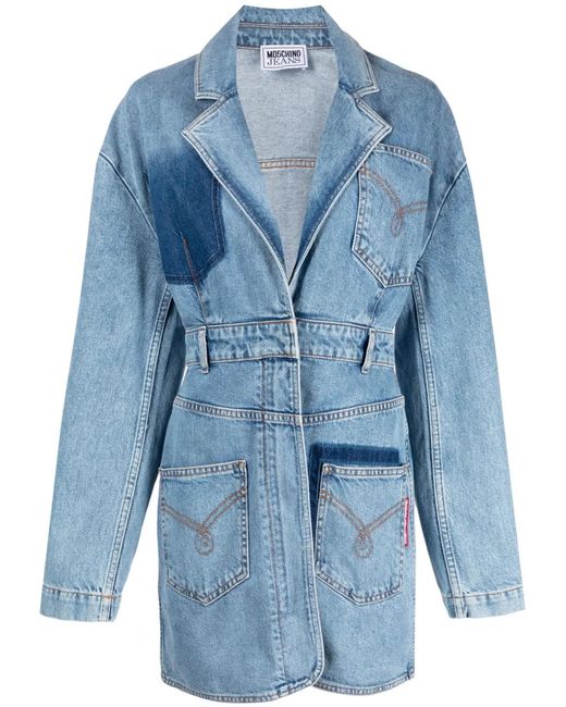 Moschino Blue Notched-Lapel Denim Minidress