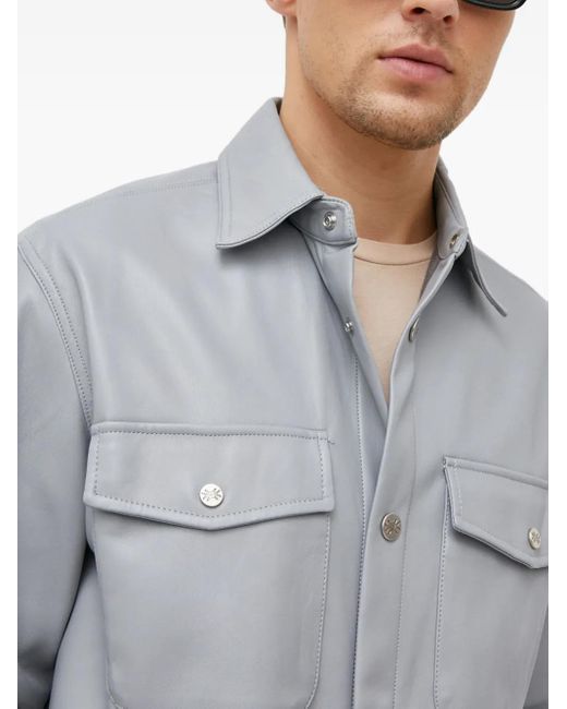 Benetton Gray Pocket Button Shirt for men