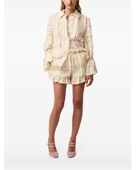 AKNVAS Natural Ruffled Textured-Finish Shorts