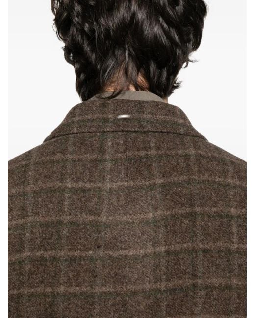 Our Legacy Brown Checked Double-Breasted Coat for men