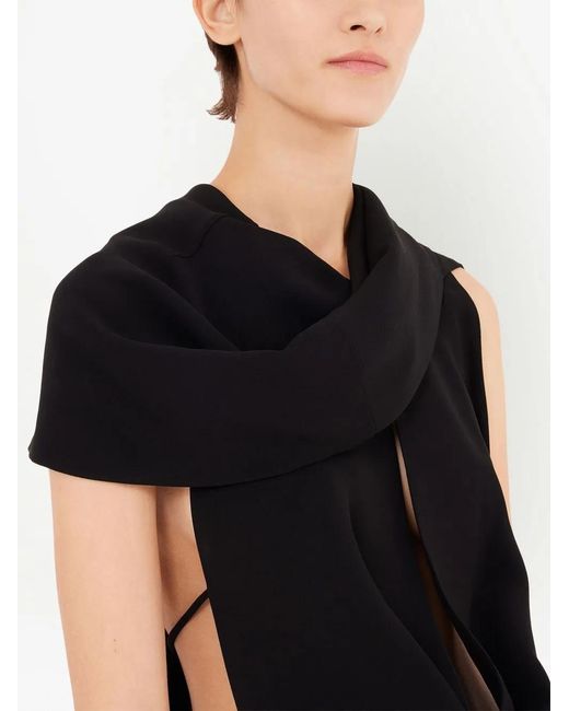Ferragamo Black Cut-Out Draped Bodysuit