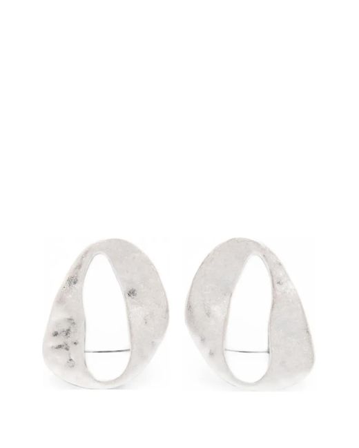 Cult Gaia White Hammered-Effect Cut-Out Earrings
