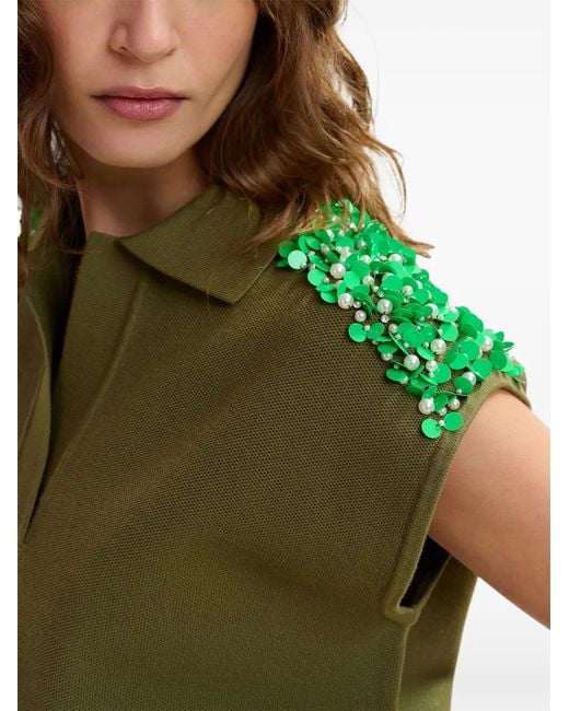 Essentiel Antwerp Green Beaded Polo Top