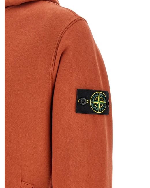 Stone Island Orange 6100048 Brushed Organic Cotton Fleece Sweatshirt for men
