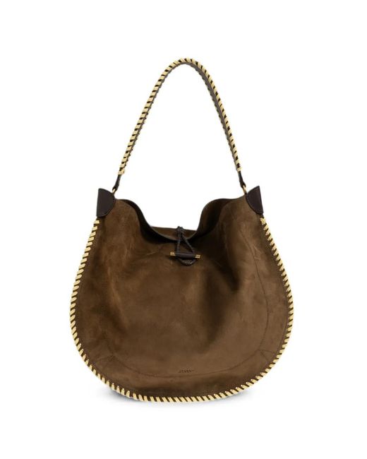 Isabel Marant Brown Oskan Whipstitch Leather Tote Bag