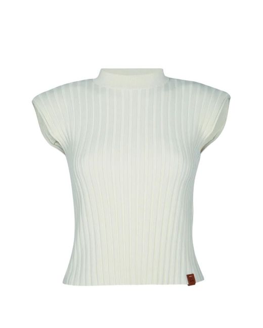 Jacob Cohen Gray Ribbed Knitted Top