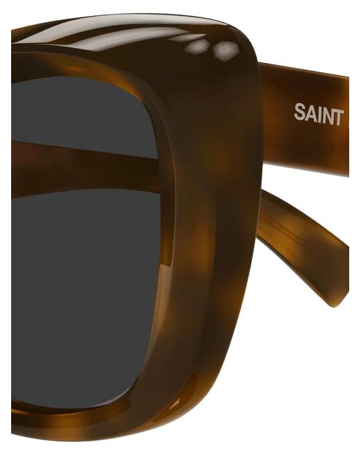 Saint Laurent Brown Rectangle-Frame Tortoiseshell Sunglasses