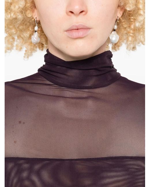 Top de malla con cuello alto FEDERICA TOSI de color Black