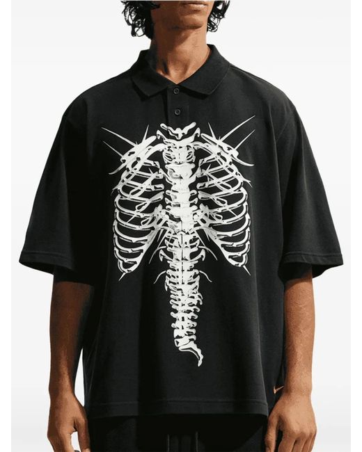 Nike Black Skeleton-Print Polo Shirt for men