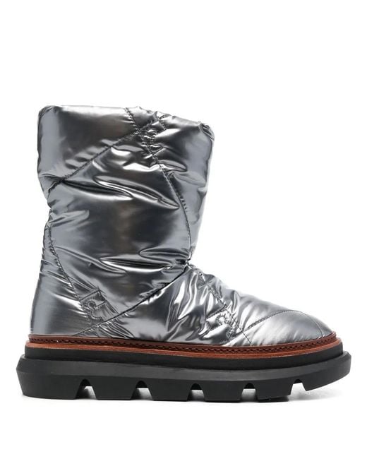 Tory Burch Black Metallic-Finish Quilted Boots