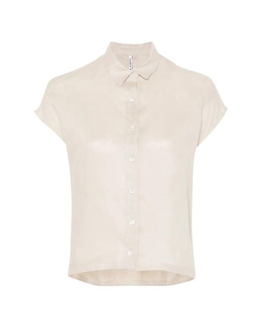 Liviana Conti White Myriam Short-Sleeve Linen Shirt