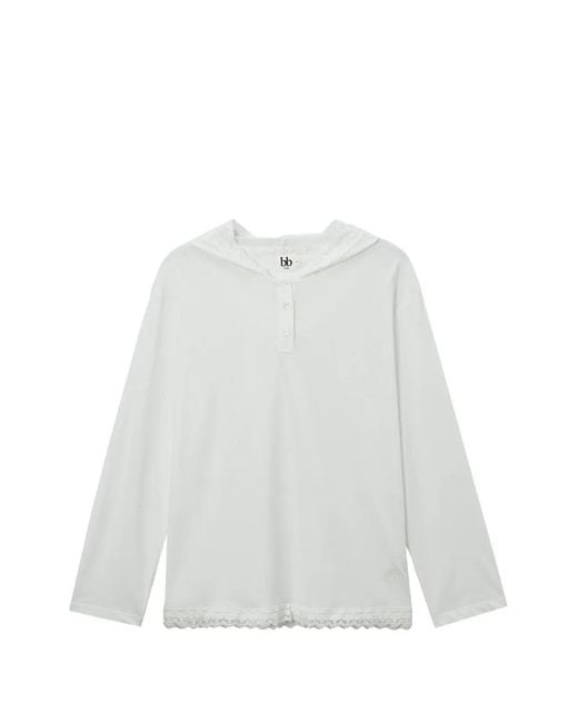 B+ AB White Lace Hooded Top